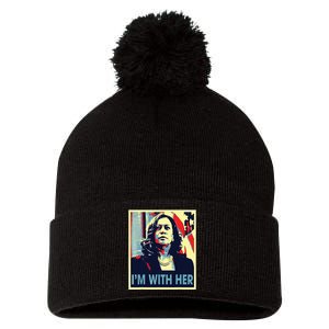 Im With Her Kamala Vote For 2024 President Kamala Harris Pom Pom 12in Knit Beanie