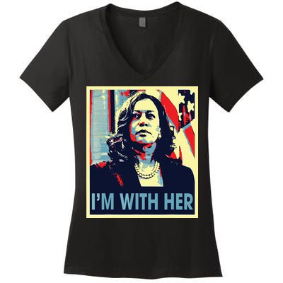 Im With Her Kamala Vote For 2024 President Kamala Harris Women's V-Neck T-Shirt