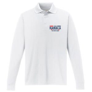 IM With Her Kamala Vote For 2024 President Kamalaharris Performance Long Sleeve Polo