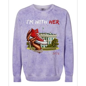 IM With Her Chucks & Pearls Kamala 2024 Gift Colorblast Crewneck Sweatshirt