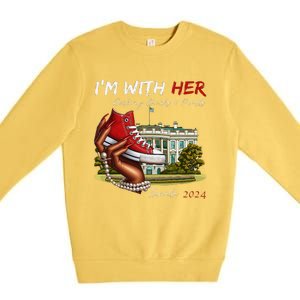 IM With Her Chucks & Pearls Kamala 2024 Gift Premium Crewneck Sweatshirt