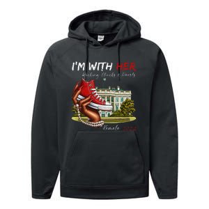 IM With Her Chucks & Pearls Kamala 2024 Gift Performance Fleece Hoodie