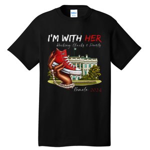 IM With Her Chucks & Pearls Kamala 2024 Gift Tall T-Shirt