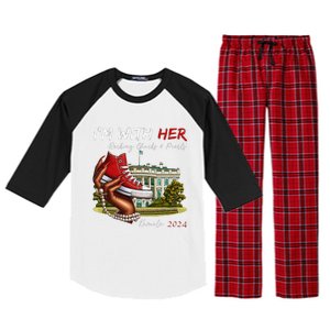 IM With Her Chucks & Pearls Kamala 2024 Gift Raglan Sleeve Pajama Set