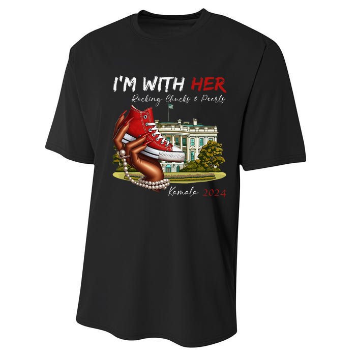 IM With Her Chucks & Pearls Kamala 2024 Gift Performance Sprint T-Shirt