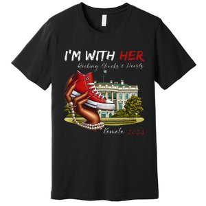 IM With Her Chucks & Pearls Kamala 2024 Gift Premium T-Shirt