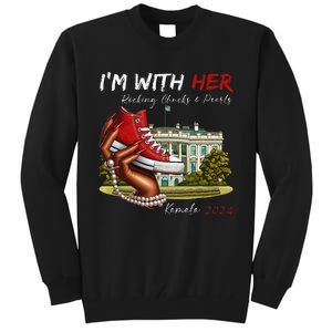 IM With Her Chucks & Pearls Kamala 2024 Gift Tall Sweatshirt