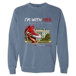 IM With Her Chucks & Pearls Kamala 2024 Gift Garment-Dyed Sweatshirt