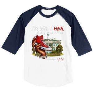 IM With Her Chucks & Pearls Kamala 2024 Gift Baseball Sleeve Shirt