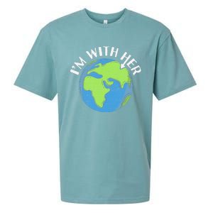 I'm With Her Earth Day Environmental For Green Earth Lover Sueded Cloud Jersey T-Shirt