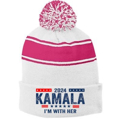 IM With Her Kamala Vote For 2024 President Kamala Harris Stripe Pom Pom Beanie