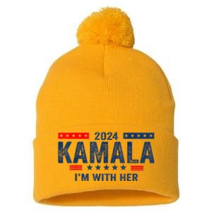 Im With Her Kamala Vote For 2024 President Kamalaharris Pom Pom 12in Knit Beanie