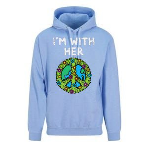 Im With Her Peace Symbol Sign Flowers Cool Earth Day Hippie Unisex Surf Hoodie