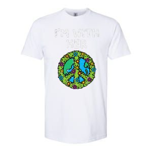 Im With Her Peace Symbol Sign Flowers Cool Earth Day Hippie Softstyle CVC T-Shirt