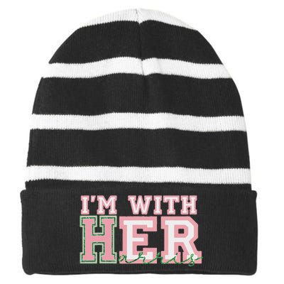 IM With Her President Kamala Election Striped Beanie with Solid Band