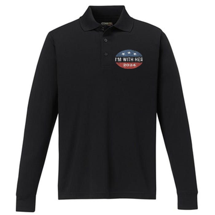 IM With Her Kamala Vote For 2024 President Kamala Harris Performance Long Sleeve Polo