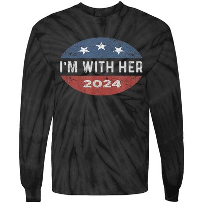 IM With Her Kamala Vote For 2024 President Kamala Harris Tie-Dye Long Sleeve Shirt