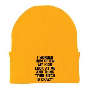 I Wonder How Often My Look At Me And Think Funny Mom Cool Gift Knit Cap Winter Beanie