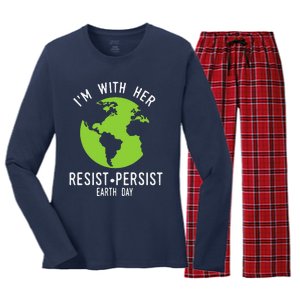 I'm With Her Resist Persist Earth Day Women's Long Sleeve Flannel Pajama Set 