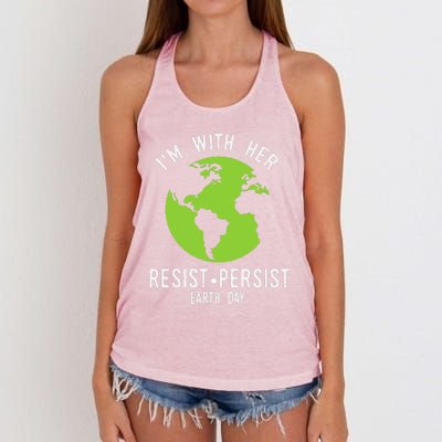 I'm With Her Resist Persist Earth Day Women's Knotted Racerback Tank