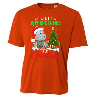 I Wants Hippopotamus For Christmas Xmas Hippos For Zoologist Meaningful Gift Cooling Performance Crew T-Shirt