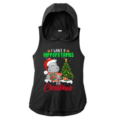 I Wants Hippopotamus For Christmas Xmas Hippos For Zoologist Meaningful Gift Ladies PosiCharge Tri-Blend Wicking Draft Hoodie Tank