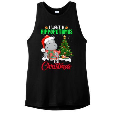 I Wants Hippopotamus For Christmas Xmas Hippos For Zoologist Meaningful Gift Ladies PosiCharge Tri-Blend Wicking Tank