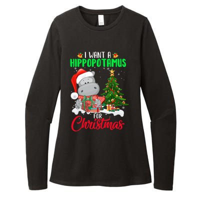 I Wants Hippopotamus For Christmas Xmas Hippos For Zoologist Meaningful Gift Womens CVC Long Sleeve Shirt