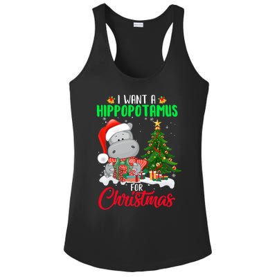 I Wants Hippopotamus For Christmas Xmas Hippos For Zoologist Meaningful Gift Ladies PosiCharge Competitor Racerback Tank