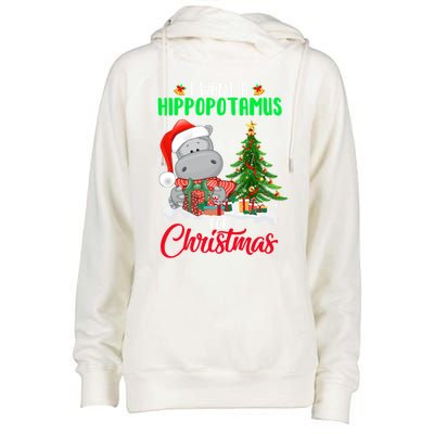 I Wants Hippopotamus For Christmas Xmas Hippos For Zoologist Meaningful Gift Womens Funnel Neck Pullover Hood