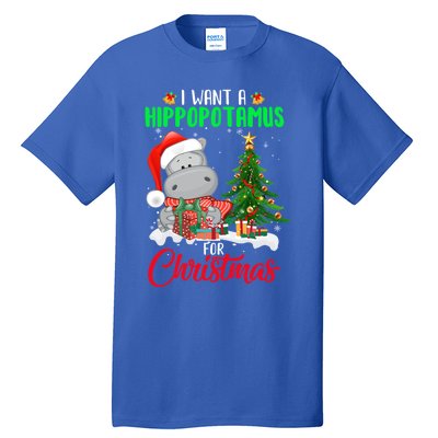 I Wants Hippopotamus For Christmas Xmas Hippos For Zoologist Meaningful Gift Tall T-Shirt