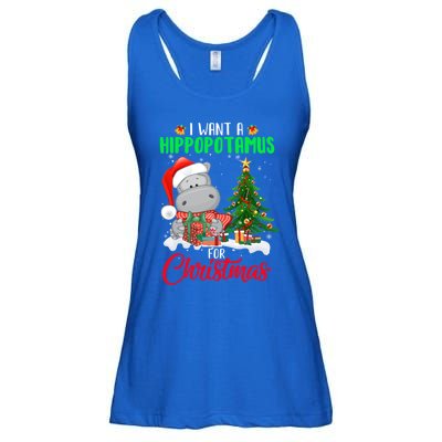 I Wants Hippopotamus For Christmas Xmas Hippos For Zoologist Meaningful Gift Ladies Essential Flowy Tank