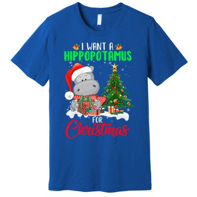 I Wants Hippopotamus For Christmas Xmas Hippos For Zoologist Meaningful Gift Premium T-Shirt