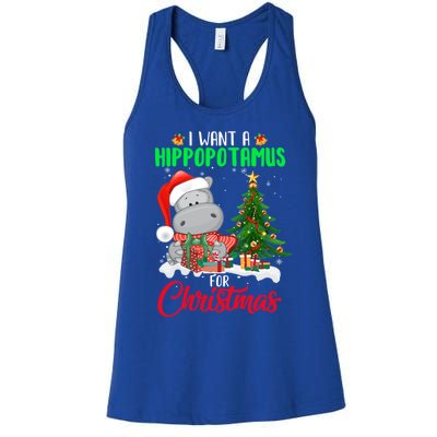 I Wants Hippopotamus For Christmas Xmas Hippos For Zoologist Meaningful Gift Women's Racerback Tank