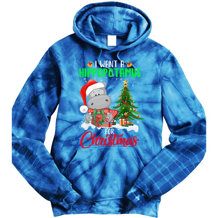 I Wants Hippopotamus For Christmas Xmas Hippos For Zoologist Meaningful Gift Tie Dye Hoodie