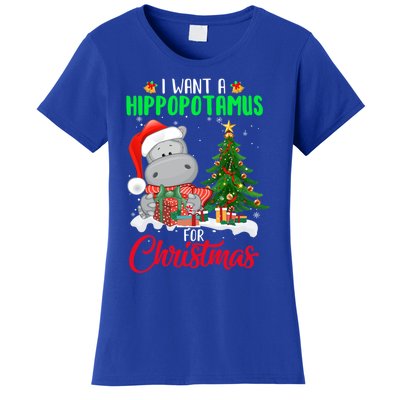 I Wants Hippopotamus For Christmas Xmas Hippos For Zoologist Meaningful Gift Women's T-Shirt