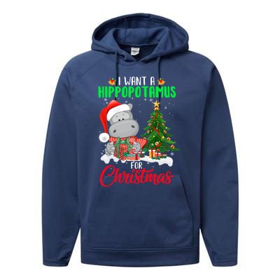 I Wants Hippopotamus For Christmas Xmas Hippos For Zoologist Meaningful Gift Performance Fleece Hoodie