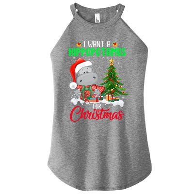 I Wants Hippopotamus For Christmas Xmas Hippos For Zoologist Meaningful Gift Women's Perfect Tri Rocker Tank