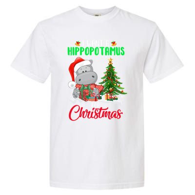 I Wants Hippopotamus For Christmas Xmas Hippos For Zoologist Meaningful Gift Garment-Dyed Heavyweight T-Shirt