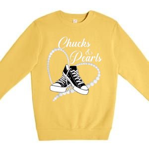 Im With Her Kamala 2024 Heart Chucks And Pearls 2024 Gift Premium Crewneck Sweatshirt