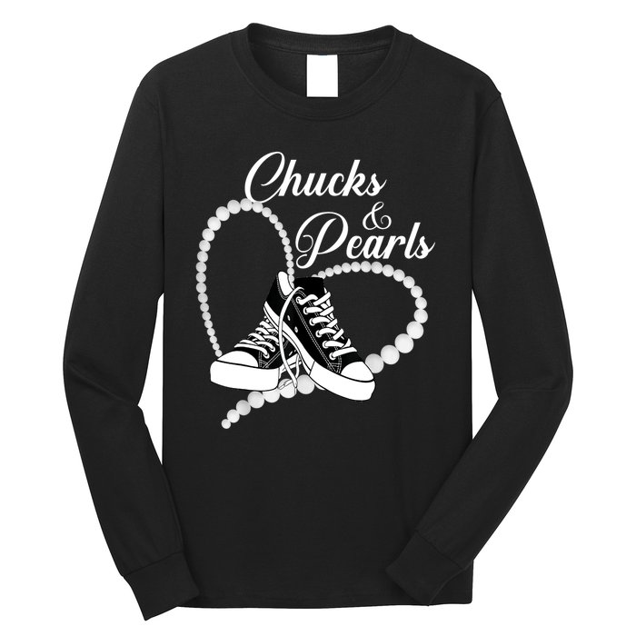 Im With Her Kamala 2024 Heart Chucks And Pearls 2024 Gift Long Sleeve Shirt