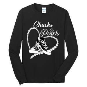 Im With Her Kamala 2024 Heart Chucks And Pearls 2024 Gift Tall Long Sleeve T-Shirt