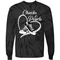 Im With Her Kamala 2024 Heart Chucks And Pearls 2024 Gift Tie-Dye Long Sleeve Shirt