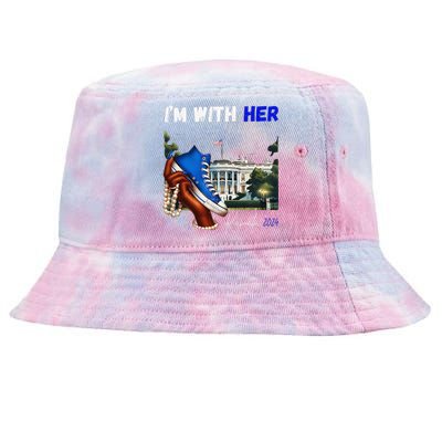 IM With Her Rocking Chucks & Pearls Kamala 2024 Gift Tie-Dyed Bucket Hat