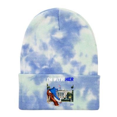 IM With Her Rocking Chucks & Pearls Kamala 2024 Gift Tie Dye 12in Knit Beanie