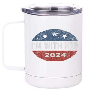 Im With Her Kamala Vote For 2024 President Kamala Harris 12 oz Stainless Steel Tumbler Cup