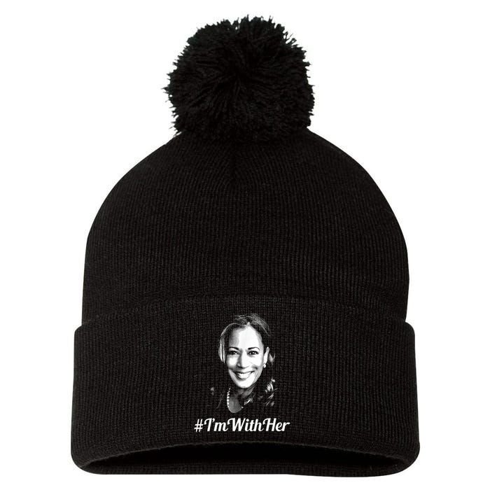 IM With Her Kamala Vote For 2024 President Kamala Harris Pom Pom 12in Knit Beanie