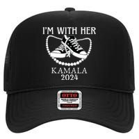 Im With Her Kamala Chucks And Pearls Election 2024 High Crown Mesh Back Trucker Hat