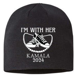 Im With Her Kamala Chucks And Pearls Election 2024 Sustainable Beanie