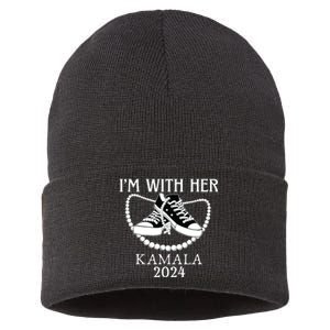 Im With Her Kamala Chucks And Pearls Election 2024 Sustainable Knit Beanie